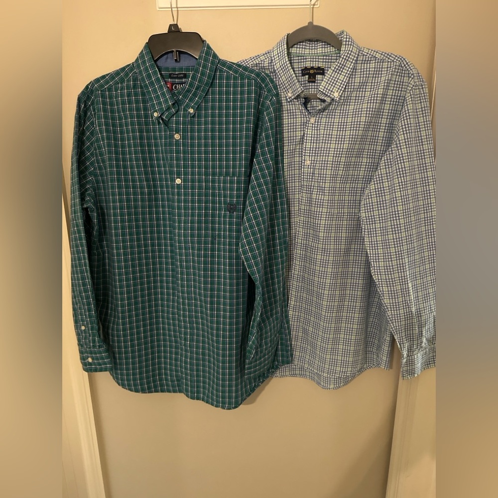 Men’s Large Button Down Shirt Bundle | Chaps + Club Room | Plaid |